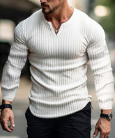 Classic Fit V Neck Rib Full Sleeve Tee