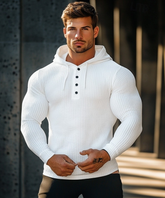 Men’s Waffle Knit Henley Hoodie