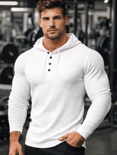 Men’s Waffle Knit Henley Hoodie
