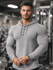 Men’s Waffle Knit Henley Hoodie