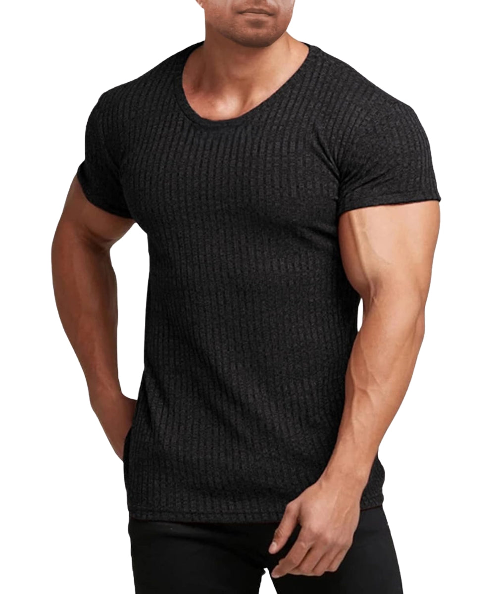 Classic Wide Neck Ribbed T-Shirt